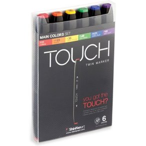 Touch TWIN marker st med 6 stk. Main colours
