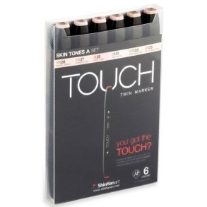 Touch TWIN marker st med 6 stk. Skin tones.