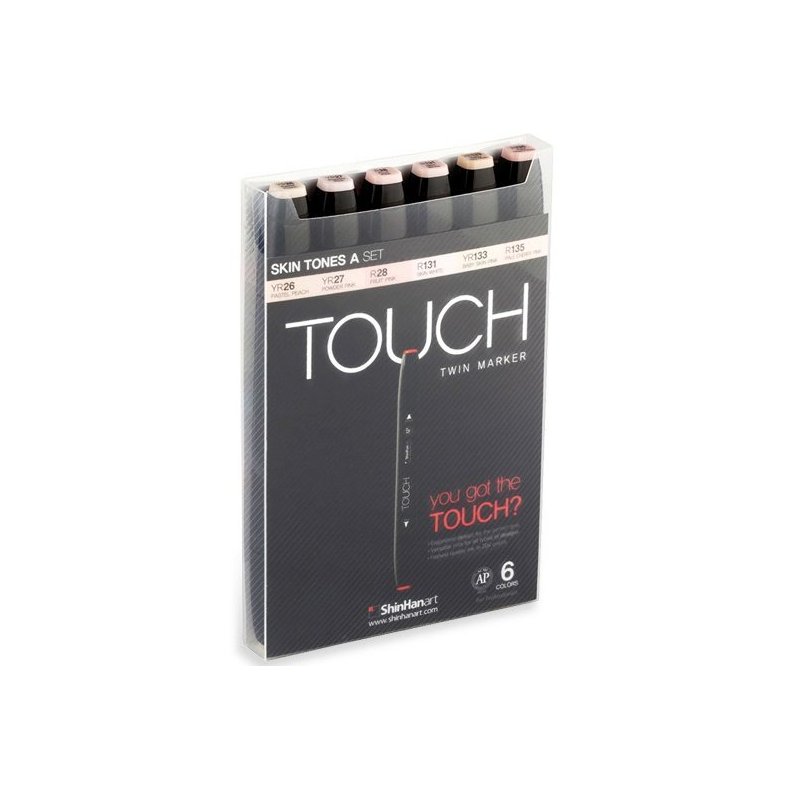 Touch TWIN marker st med 6 stk. Skin tones.