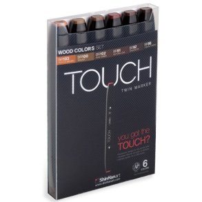 Touch TWIN marker st med 6 stk. Wood colours