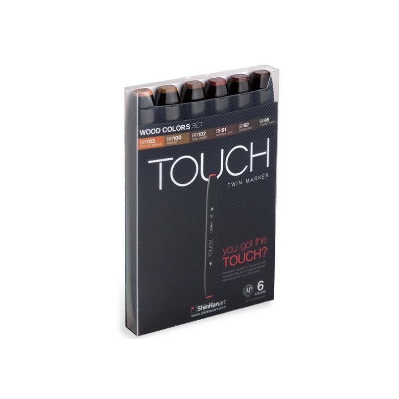 Touch TWIN marker s�t med 6 stk. Wood colours