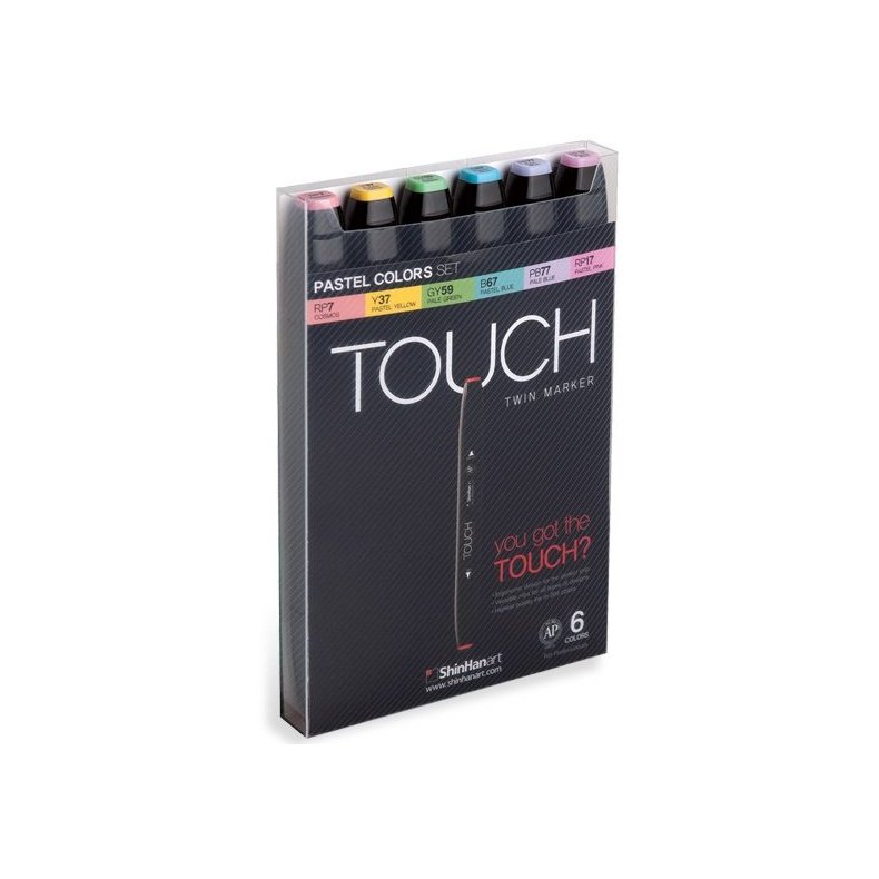 Touch TWIN marker s�t med 6 stk. Pastel colours