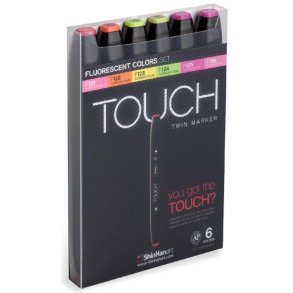 Touch TWIN marker st med 6 stk. Fluorescent colours