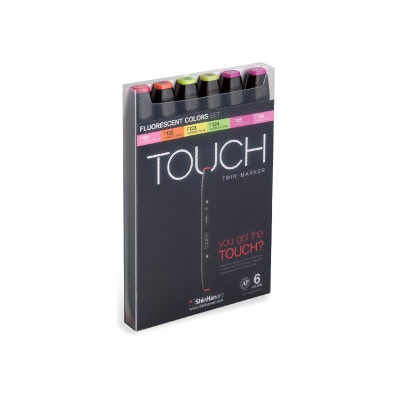 Touch TWIN marker st med 6 stk. Fluorescent colours