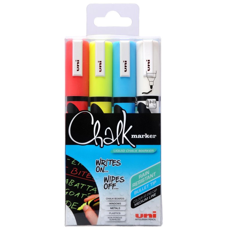 Uni Chalkmarker PWE-5M 4 stk. s�t