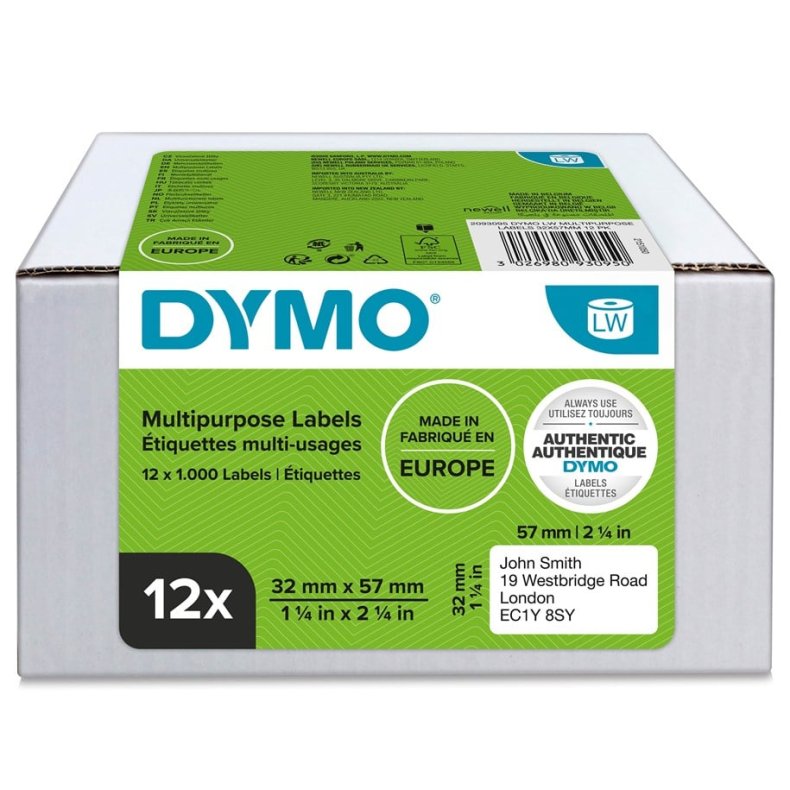 DYMO LW Multifunktionelle Etiketter, 32x57mm - 1000 St.
