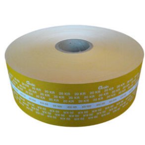 Mntpakkepapir 20 kr. gul. Rulle med 300 m