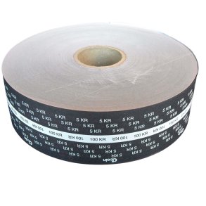 Mntpakkepapir 5 kr. sort. Rulle med 300 m